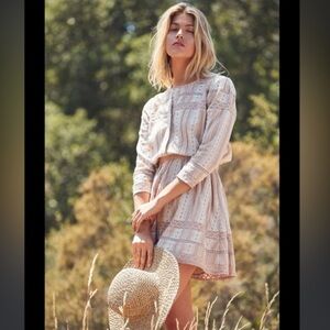 Revolve Tularosa Dakota Mini Dress Ivory Tan Stripe Boho S